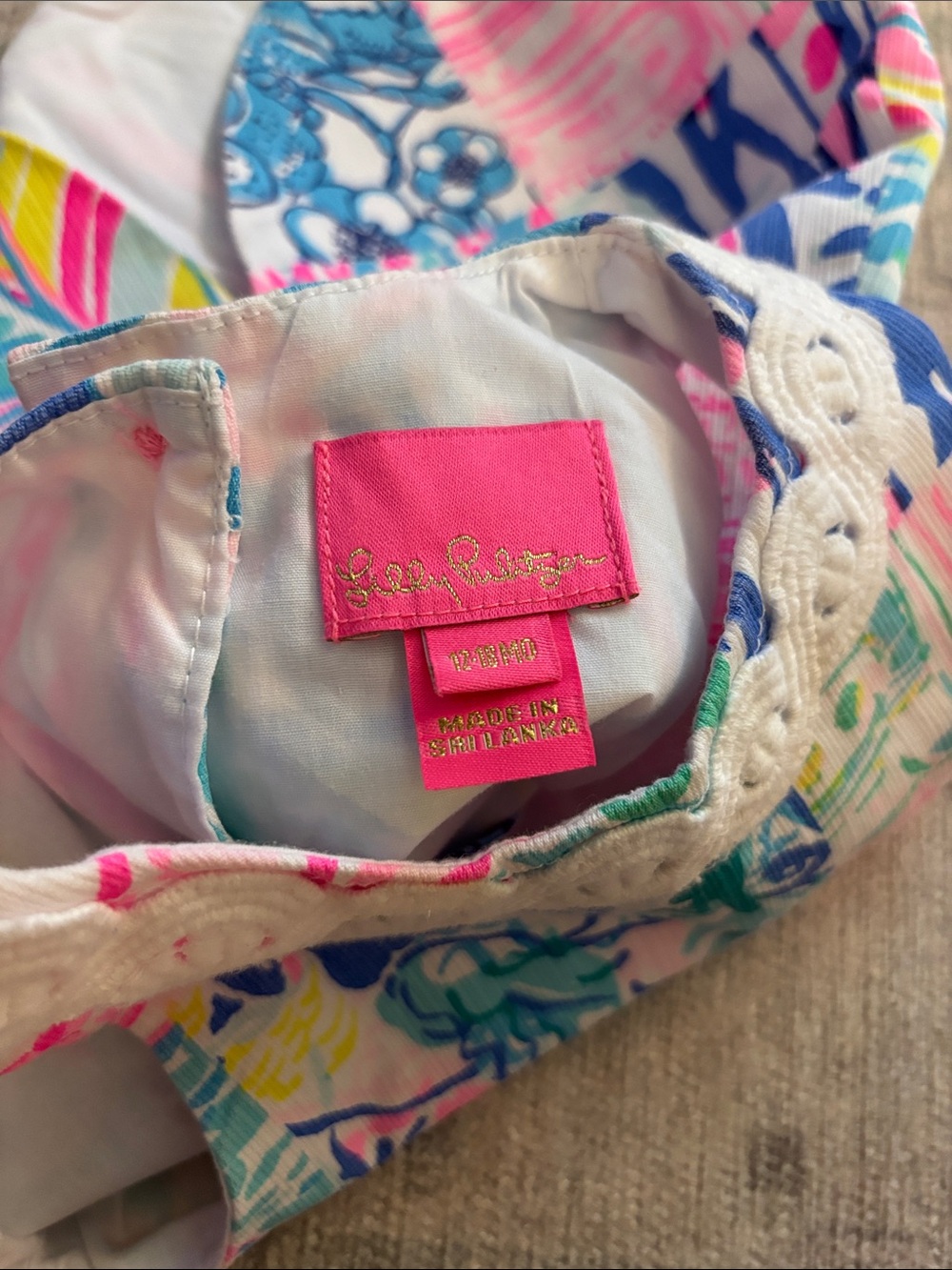 Lilly Pulitzer Girls Pink Blue Green Patchwork Tank Dress - Picture 2 of 3